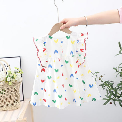 Girl's Flying Sleeve Dress Summer New Baby Girl's Foreign-style Dress Princess Dress
